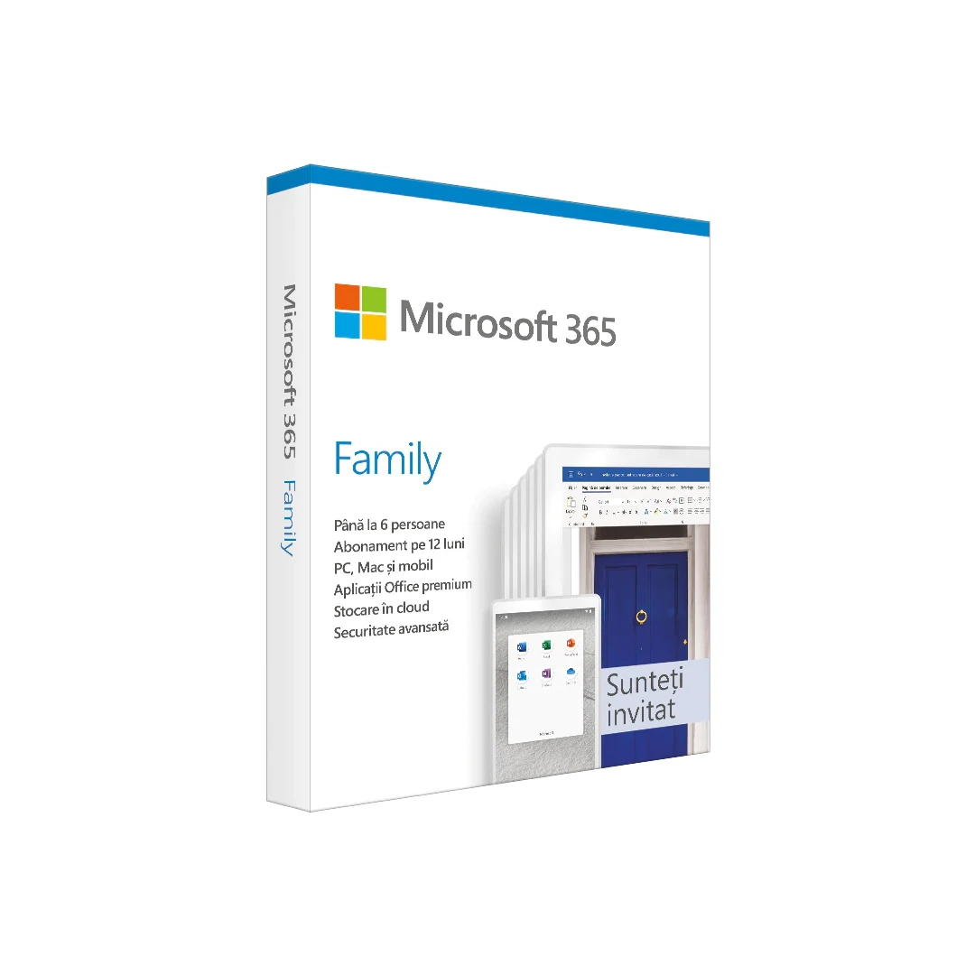 Microsoft 365 Family, subscriptie 1 an, 6 utilizatori - 