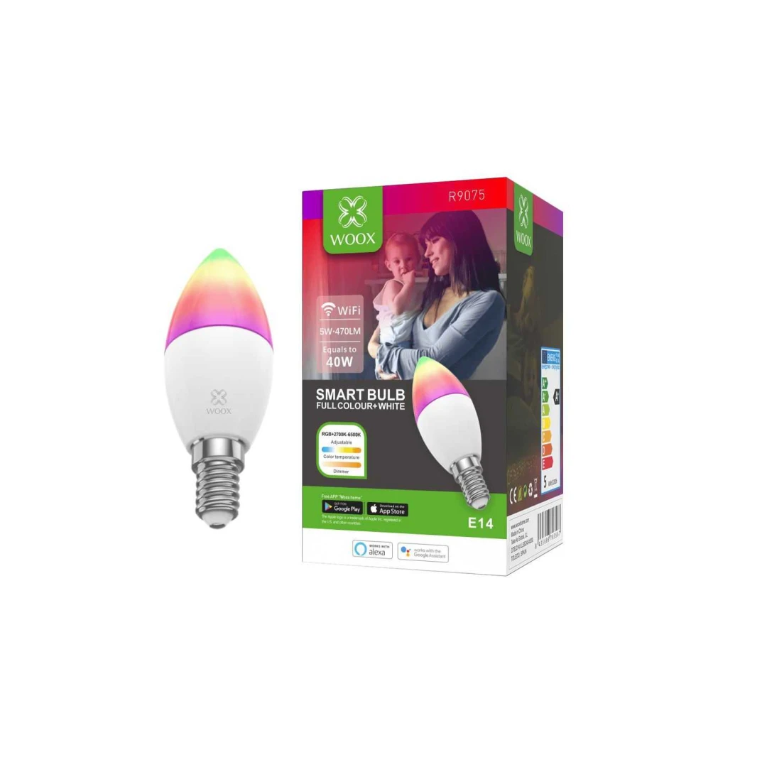 Bec LED Smart WiFi Woox R9075, E14, 5W, Color - 