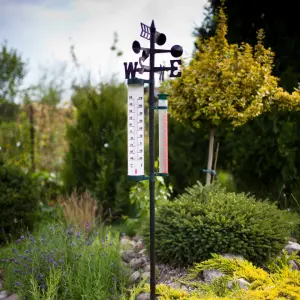 Stație meteo de grădină - termometru, pluviometru, anemometru - 145 cm - 