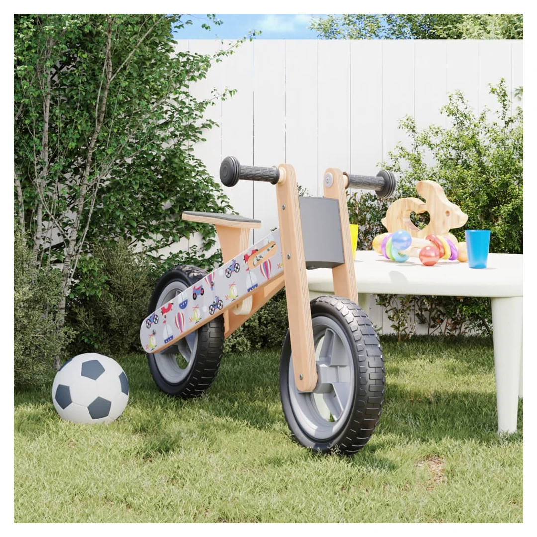Bicicletă de echilibru pentru copii, imprimeu și Gri - Această bicicletă de echilibru oferă copiilor o modalitate excelentă de a învăța echilibrul, coordonarea și direcția. Funcții reglabile: Șezutul bicic...