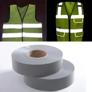 Banda reflectorizanta textila pentru imbracaminte de protectie, dimensiune 100m x 5cm, culoare Gri - 