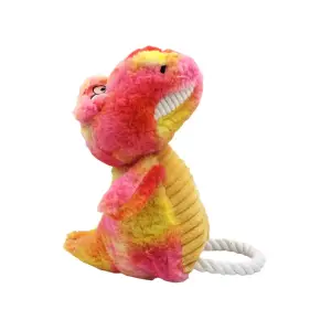 Jucărie dinozaur roz cu sunet pentru câini - 