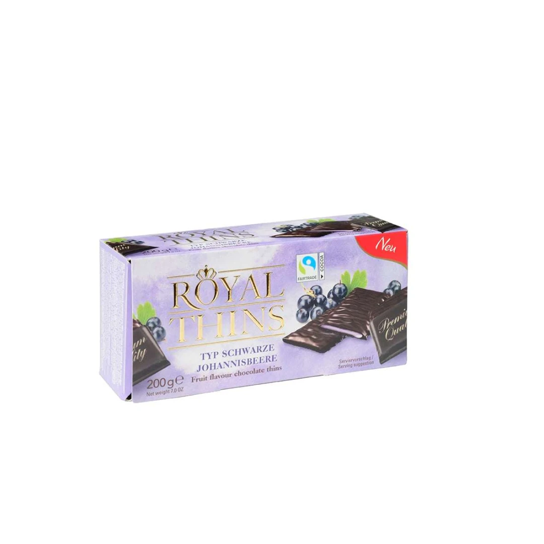 Tablete de ciocolata cu crema fina de coacaze negre Royal Thins Bohme 200g - 