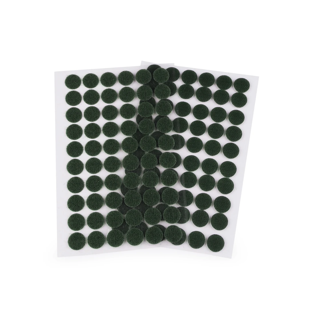 Set complet 60 buline arici autoadezive Crisalida, puf si scai, diametru 15 mm, Verde inchis - 