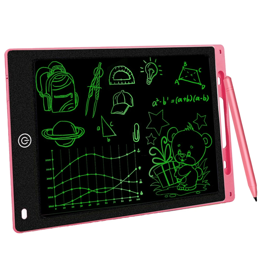 Tableta grafica pentru copii, cu Buton de Stergere si Stilou, Diagonala de 10 inch, Roz - Roz - 