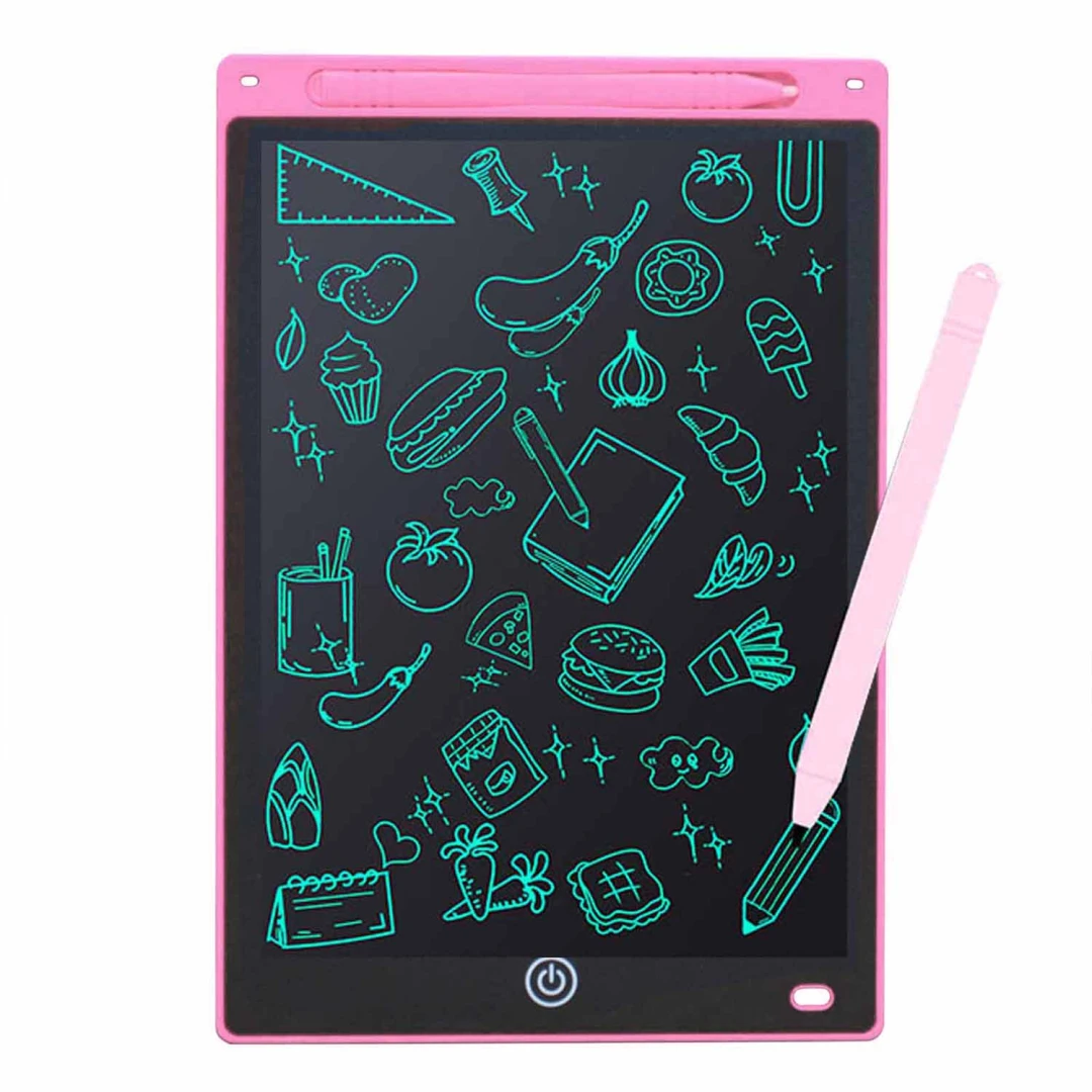Tableta grafica pentru copii, Display de 12", cu Buton de blocare si stergere, Stilou, Roz - Roz - 