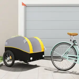 Remorcă de marfă pentru biciclete, negru și galben, 45 kg, fier - Această remorcă de bicicletă versatilă și robustă va fi ideală pentru a transporta mărfuri grele, datorită capacității sale maxime de încărcare de 45...