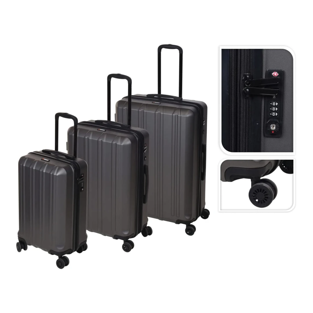 ProWorld Set valize, 3 piese, cu blocare TSA, negru - Cu acest set de 3 valize, de la ProWorld, vă puteți împacheta cu ușurință toate bagajele. Cele patru roți duble fac aceste valize practice și ușor de...