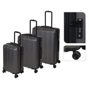 ProWorld Set valize, 3 piese, cu blocare TSA, negru - Cu acest set de 3 valize, de la ProWorld, vă puteți împacheta cu ușurință toate bagajele. Cele patru roți duble fac aceste valize practice și ușor de...