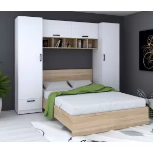 DORMITOR TEO ALB+SONOMA - Bucura-te de mobilier dormitor pat L145x205x31/80cm, culoare alb+sonoma. Acum profita de mobila dormitor cu plata in rate si livrare rapida.