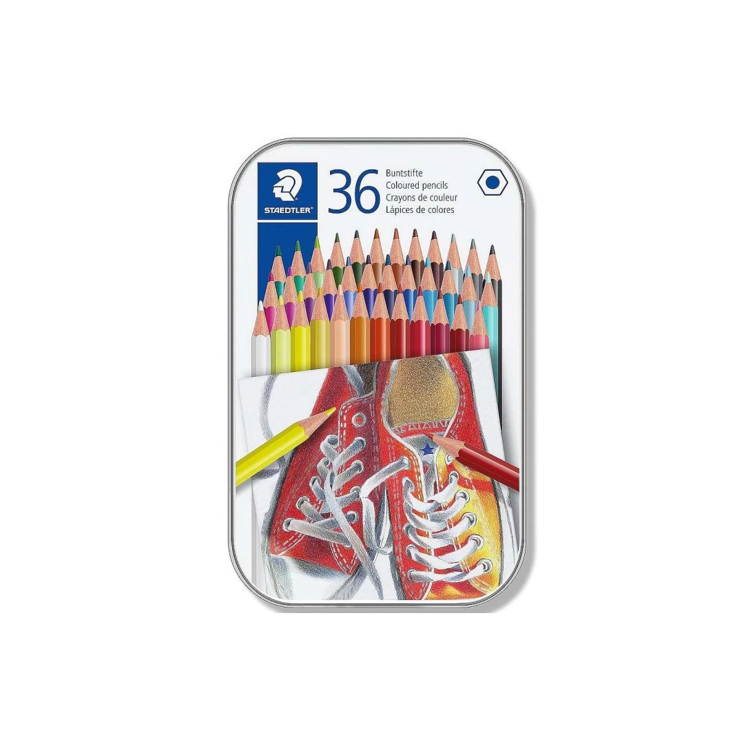 Set 36 creioane colorate, cutie metalică, Staedtler 175 M36 - 