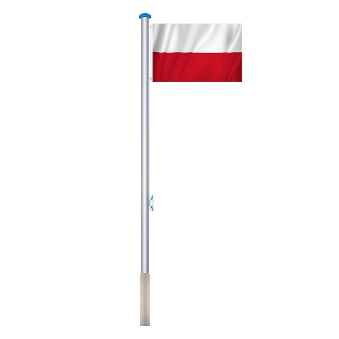 Stalp pentru steag cu drapelul Poloniei cu doua fete de 90x150 cm - 