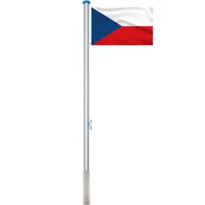 Stalp pentru steag cu drapelul Cehiei cu doua fete de 90x150 cm - 