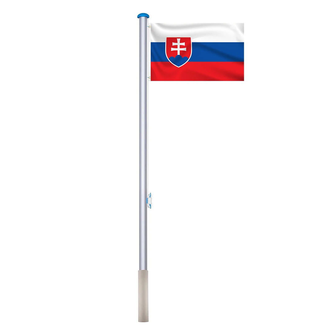 Stalp pentru steag cu drapelul Slovaciei cu doua fete de 90x150 cm - 