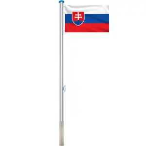 Stalp pentru steag cu drapelul Slovaciei cu doua fete de 90x150 cm - 