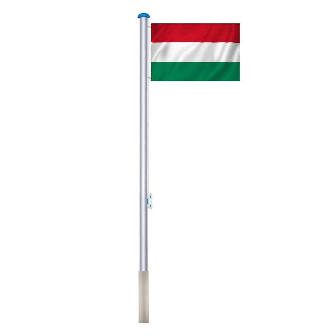 Stalp pentru steag cu drapelul Ungariei cu doua fete de 90x150 cm - 