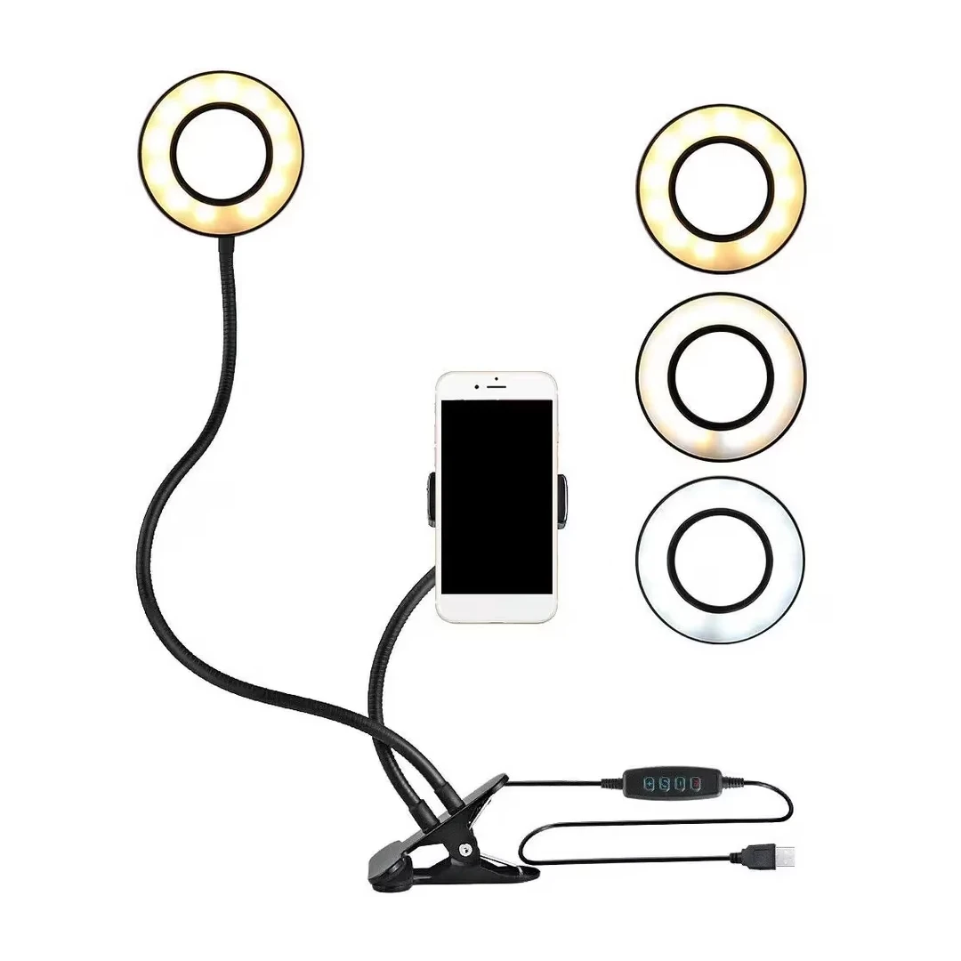 Lampa LED Selfie Ring Profesionala cu Telecomanda cu clema de prindere pentru masa - Negru - 