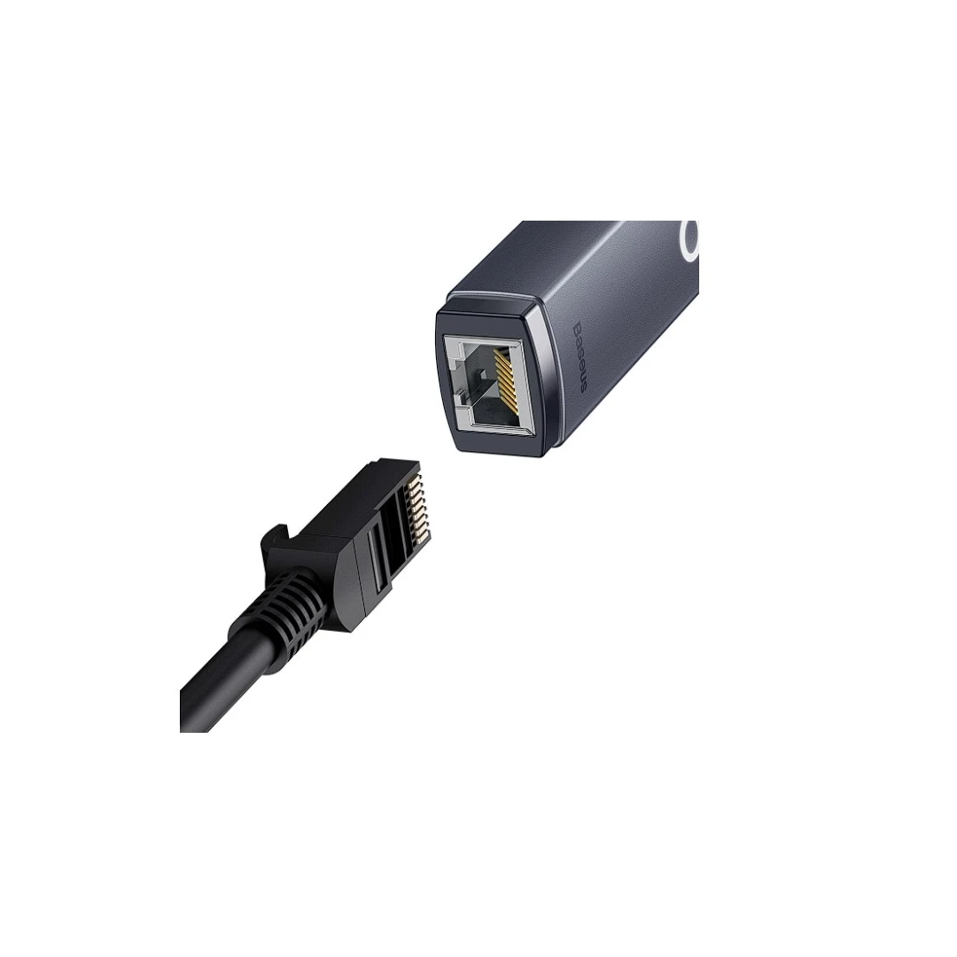 ADAPTOR RETEA Baseus Lite, USB Type-C to RJ-45 Gigabit LAN,metalic, LED, gri &quot;WKQX000313&quot; - 
