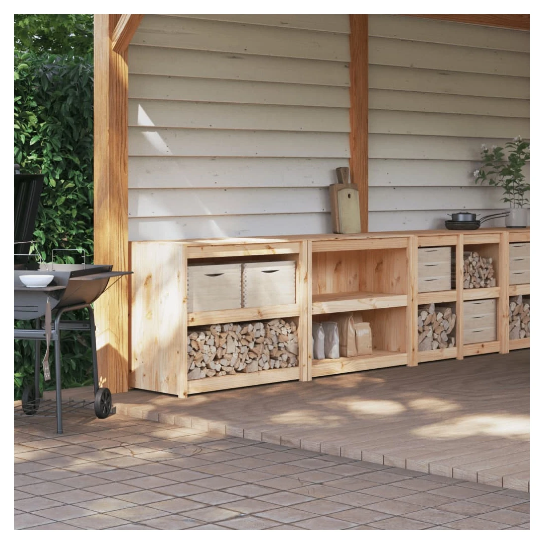 Dulapuri de bucătărie de exterior, 2 buc., lemn masiv de pin - Creați o bucătărie în aer liber cu acest dulap de bucătărie de exterior, din lemn, conform dorințelor dvs. și bucurați-vă de confort în grădină. Lemn...