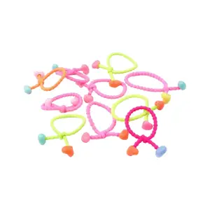 Set 10 elastice par pentru fetite Crisalida, cu margele inimioare, Multicolor - 