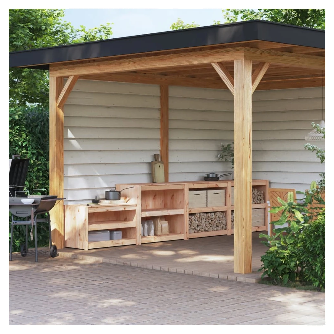 Dulapuri de bucătărie de exterior, 3 buc., lemn masiv de pin - Creați o bucătărie în aer liber cu acest dulap de bucătărie de exterior, din lemn, conform dorințelor dvs. și bucurați-vă de confort în grădină. Lemn...