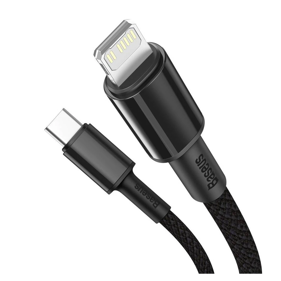 CABLU alimentare si date Baseus High Density Braided, Fast Charging Data Cable pt. smartphone, USB Type-C la Lightning Iphone PD 20W, braided, 2m, negru CATLWJ-A01 - 