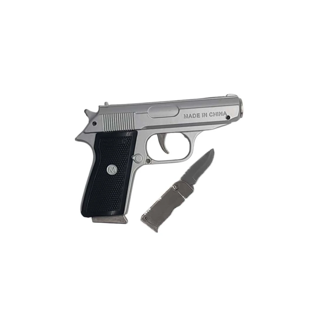 Bricheta antivant, briceag, pistol metal, husa cu sistem de prindere, Dalimag, gri 12 cm - 