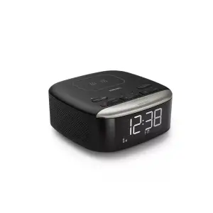 Radio cu ceas Philips TAR7606/10, Bluetooth v.5, FM, incarcare wireless, afisaj LCD, alarma dubla, snooze, 20 posturi presetate, negru - 
