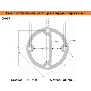 Garnitura aluminiu cilindru cap compresor 51-70mm 65x46mm CH097 Mod.20 65x46mm - 
