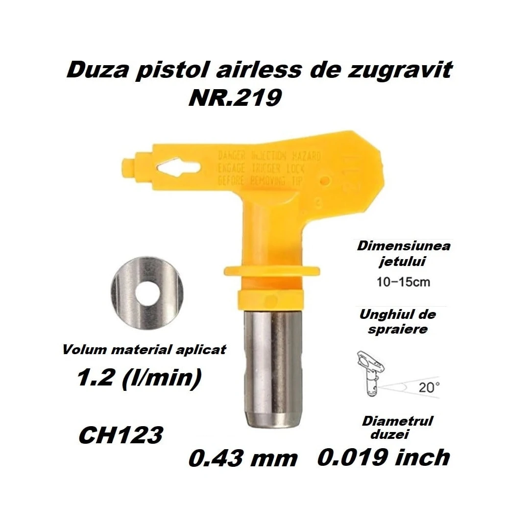Duza NR.219 pentru pistol airless de zugravit 0.43mm CH123 - 