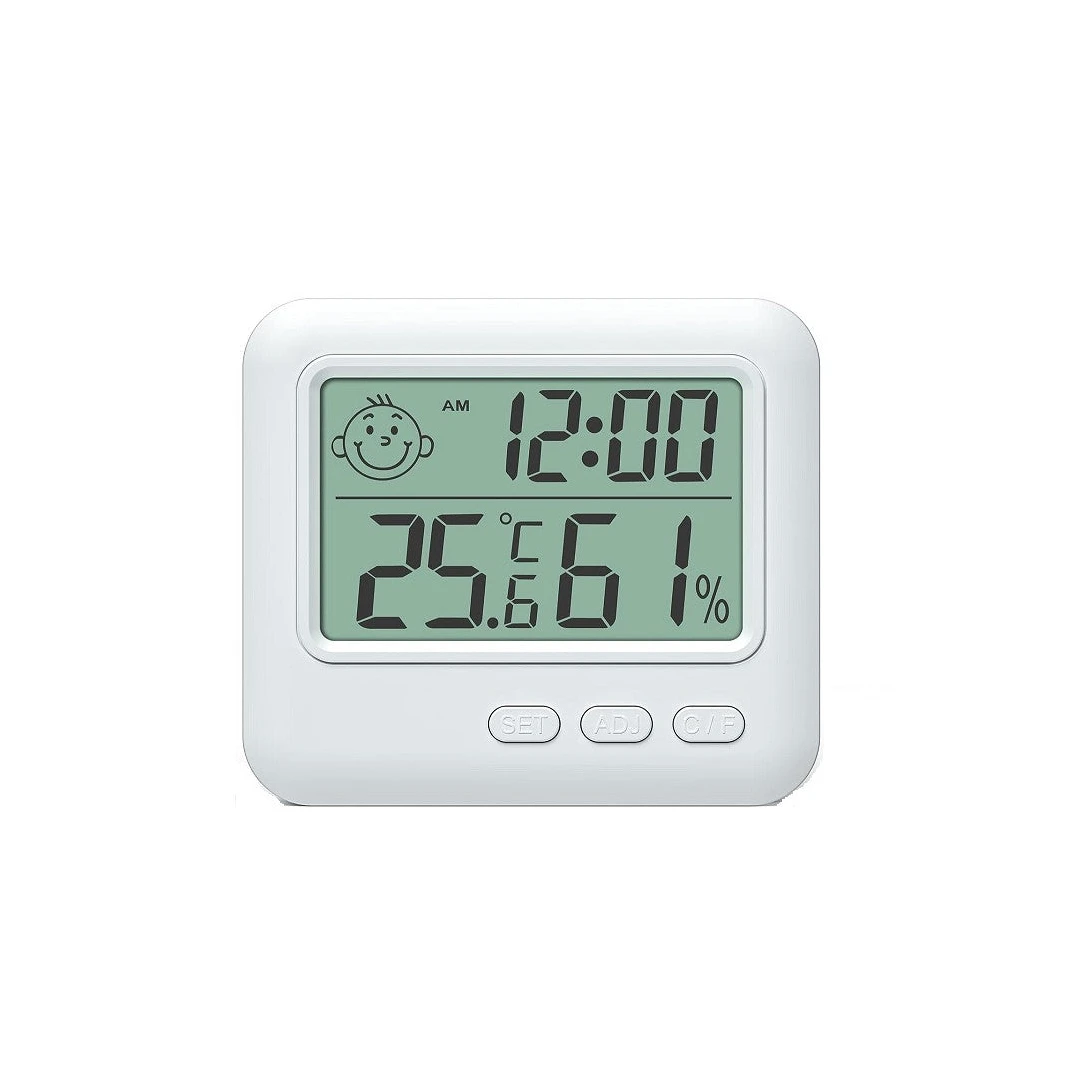 Termometru si higrometru de camera, cu ecran digital LCD, alb - 8.2 x 7.2 cm - 