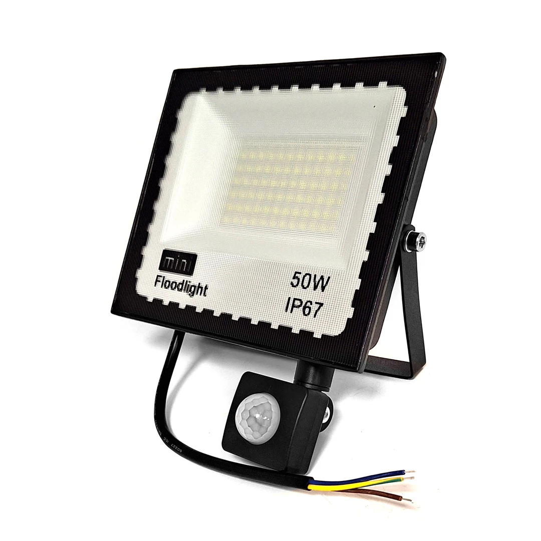 Proiector halogen LED 50W, 3500LM, cu senzor de miscare, pentru exterior - Negru - 