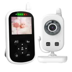 Sistem de monitorizare video si audio pentru bebelusi, Wireless - Alb - 