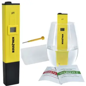 Testor pH Digital pentru Apă, 0.0-14.0 pH, Rezoluție 0.1 pH, ±0.1 pH, Calibrare Manuală, Include Baterii și Carcasă - 