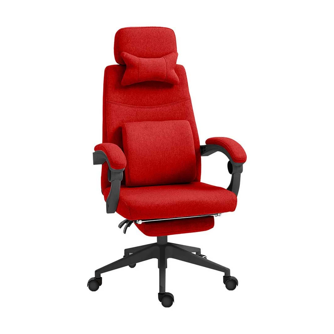Scaun de birou rotativ cu tetiera si suport pentru picioare, rosu - 