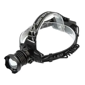 Lanterna de cap LED XHP160 Ultra-Bright , IdeallStore®, zoom, intensitate interschimbabila, aluminiu, negru - 