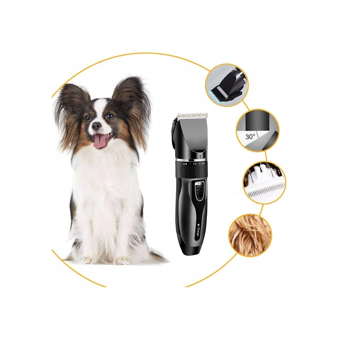 Aparat De Tuns Profesional Pentru Cani Cu Acumulator, Lama Titan + Ceramica, Incarcare Usb, Culoare Neagra, Model Avx-Wt-Black-T10 - 
