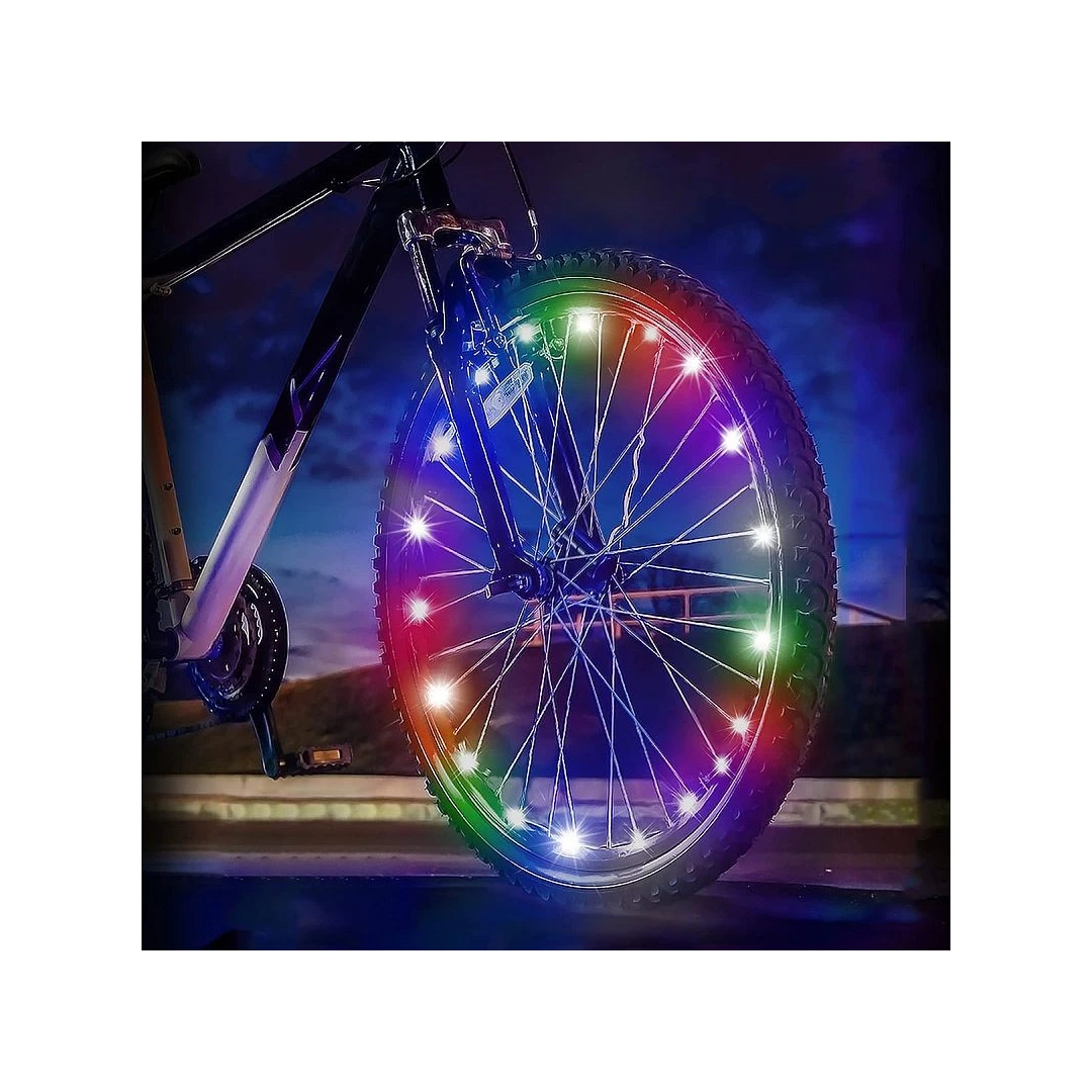 Lumini decorative pentru roata bicicleta, 20 led-uri colorate, 2 moduri iluminare, fir 2 m - 