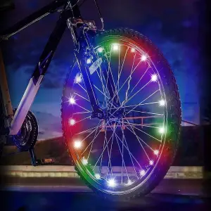 Lumini decorative pentru roata bicicleta, 20 led-uri colorate, 2 moduri iluminare, fir 2 m - 