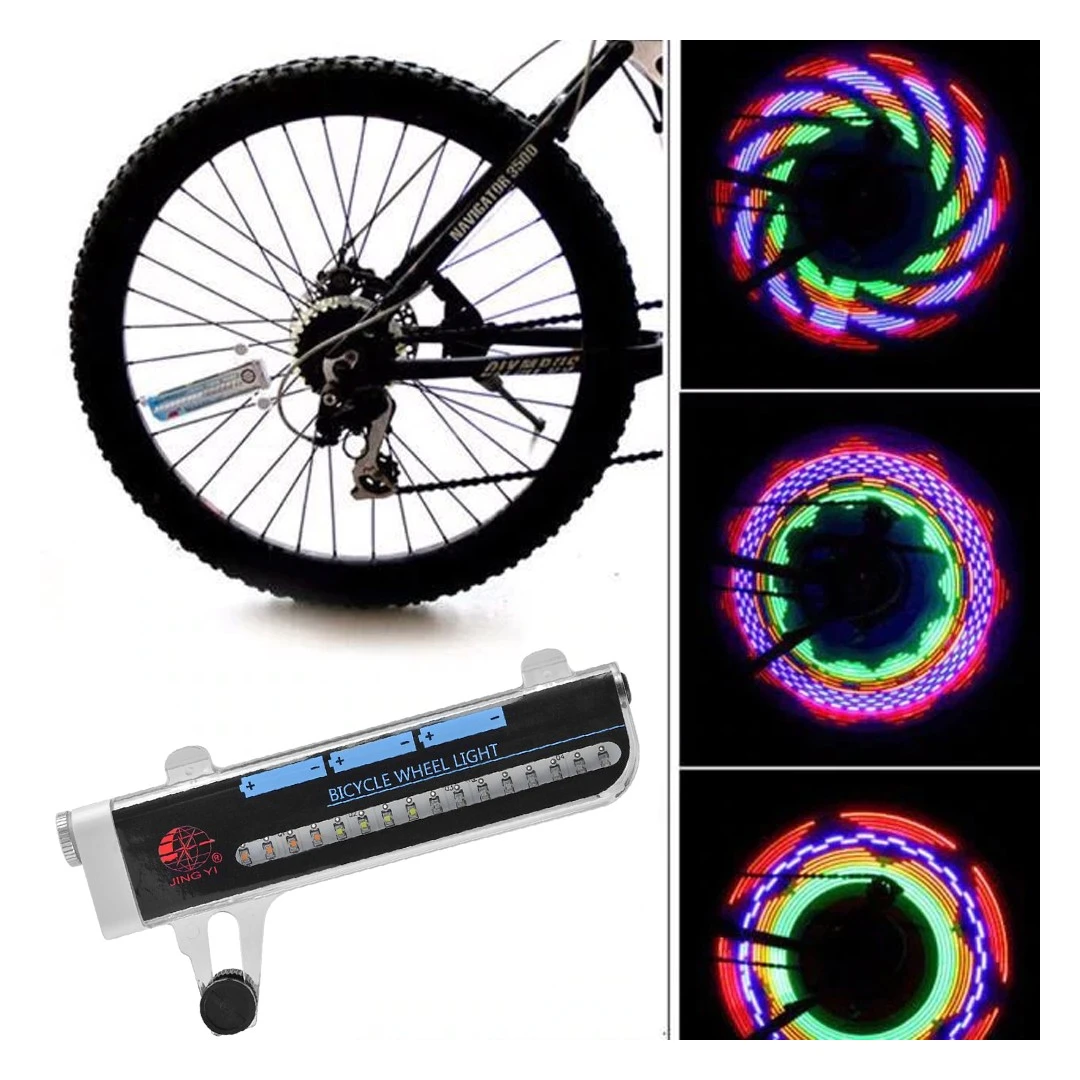 Lumini spite bicicleta, led multicolor cu 30 moduri iluminare, senzor lumina si miscare, baterii aaa - 
