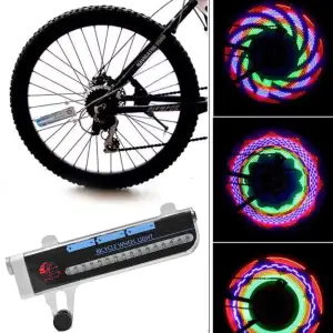 Lumini spite bicicleta, led multicolor cu 30 moduri iluminare, senzor lumina si miscare, baterii aaa - 
