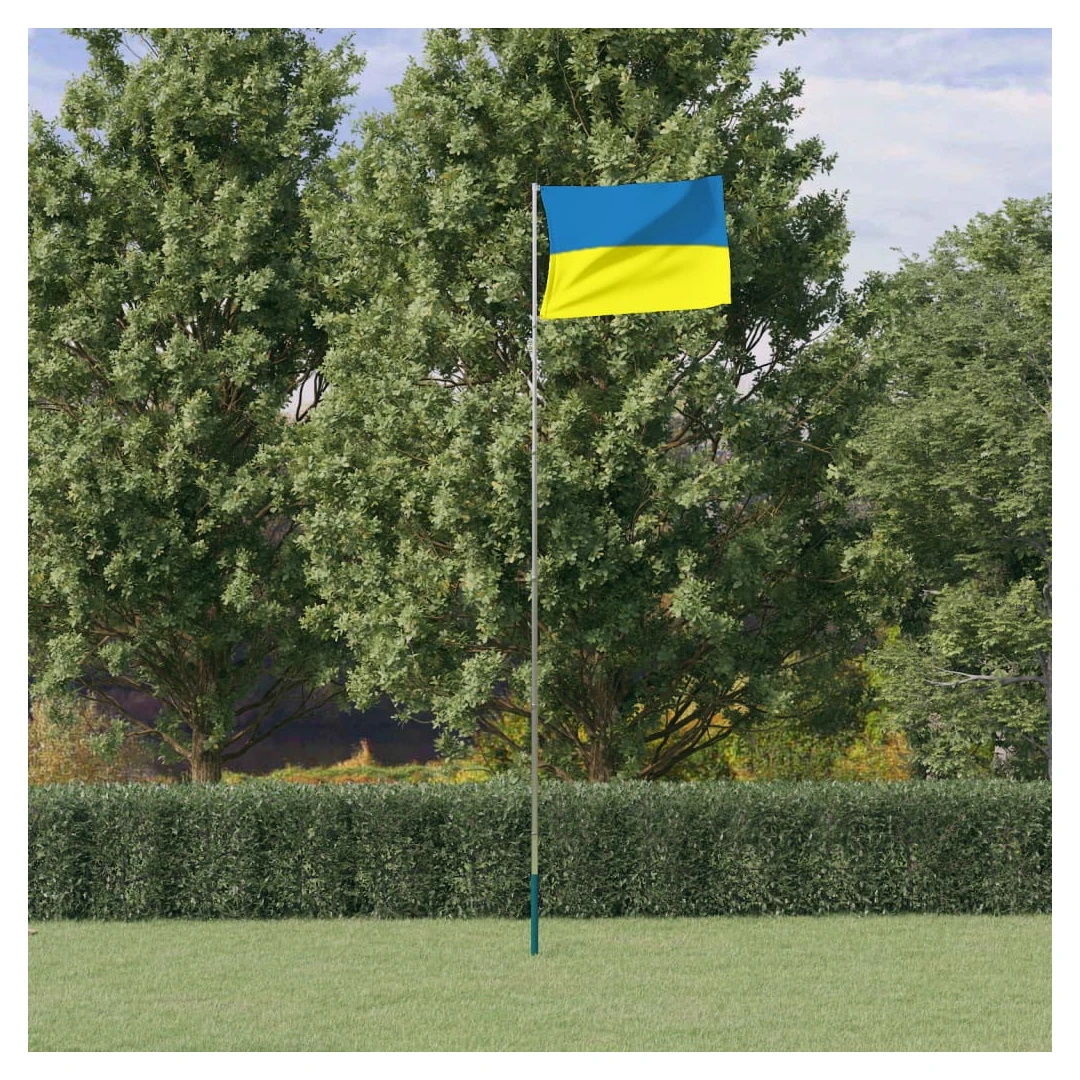 Steag Ucraina cu stâlp din aluminiu, 5,55 m - Combinând stâlpul telescopic cu steagul Ucrainei, acest set de steag național va deveni elementul de atracție din grădina dvs., la petreceri sau la ev...