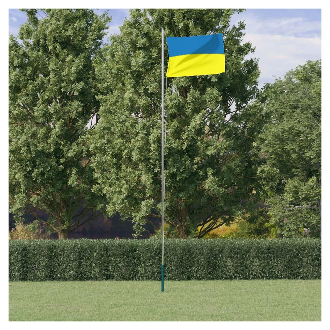 Steag Ucraina cu stâlp din aluminiu, 6,23 m - Combinând stâlpul secțional cu steagul Ucrainei, acest set de steag național va deveni elementul de atracție din grădina dvs., la petreceri sau la eve...
