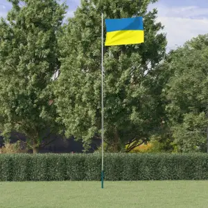 Steag Ucraina cu stâlp din aluminiu, 6,23 m - Combinând stâlpul secțional cu steagul Ucrainei, acest set de steag național va deveni elementul de atracție din grădina dvs., la petreceri sau la eve...