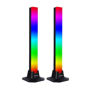 Set 2 lampi LED RGB, Emeszon®, vumetru RGB, Iluminare ambientala, Sincronizare muzicala, Gaming, TV, Laptop, Telecomanda, negru - 