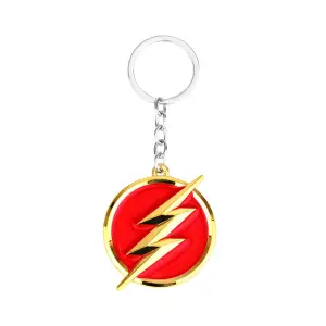 Breloc chei emblema The Flash ( fulgerul ) si pe verso sigla Shazam, Rosu / Gold - 