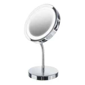 Oglinda cosmetica Adler AD 2159, iluminare LED, zoom 3x, reglabila, diametru 15 cm, 4 x AAA, crom - 
