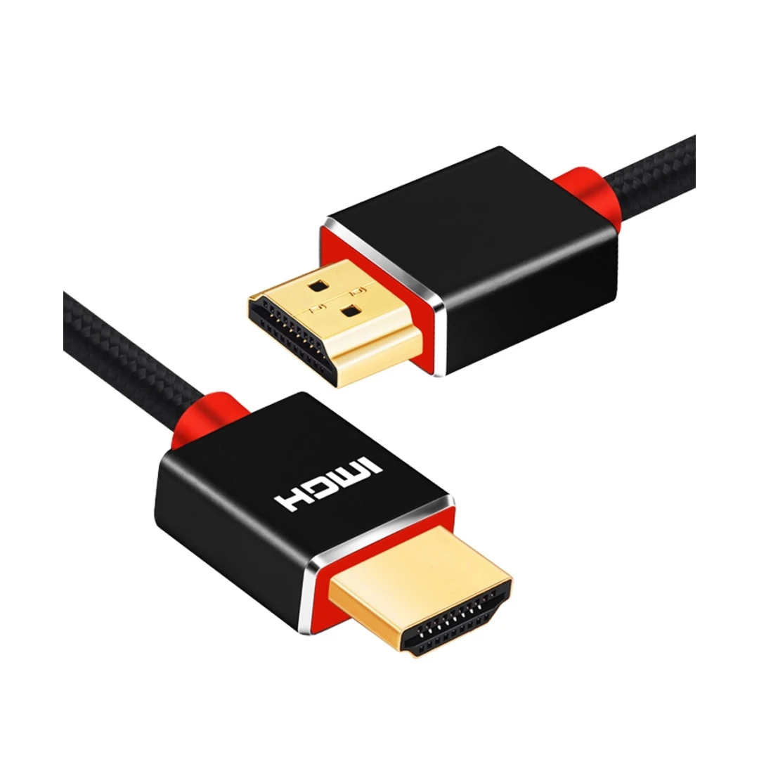 Cablu HDMI tata - tata la 1m, Envisage, contacte AUR 24K, pentru 4K Ultra HD si Full HD 30 / 60 fps, husa Nylon exterior, negru - 