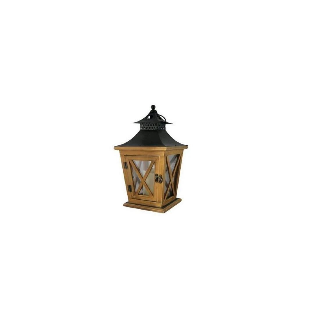Lampa de gradina din lemn cu led, Strend Pro Nicehome, 19x19x36 cm - 
