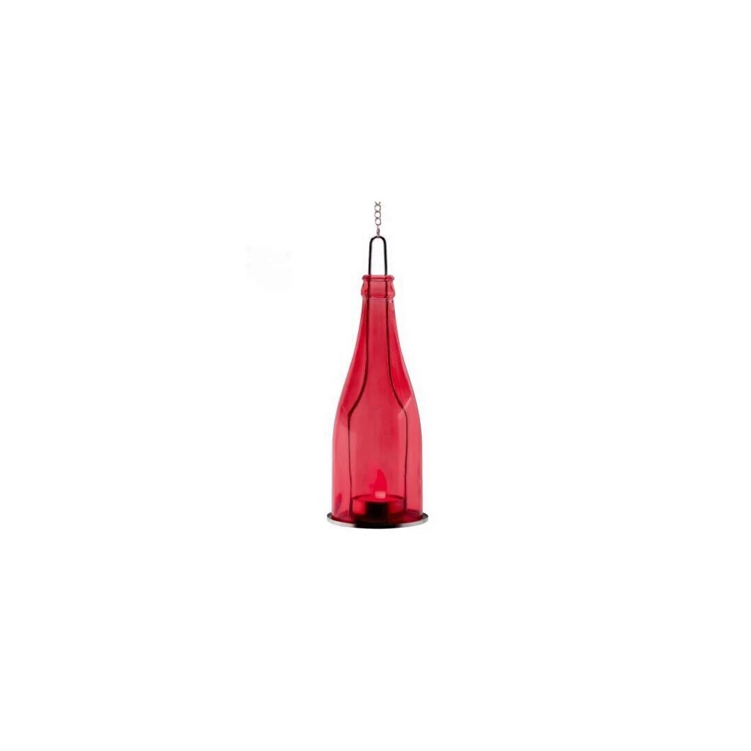 Lampa cu led, decor sticla, Home GB 23/RD, rosie, 8 x 23 cm, lant pentru agatat - 